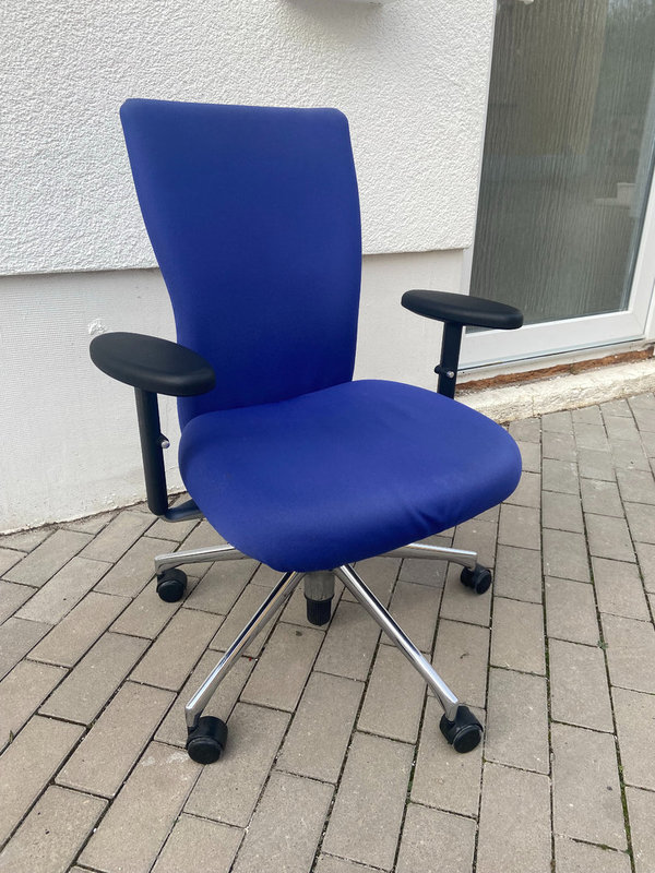 Vitra T-Chair Bürostuhl Drehstuhl Bürodrehstuhl Stoff Blau Gestell