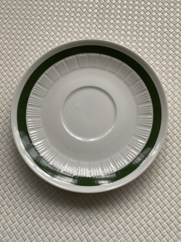 Untertasse D 16 cm grün weiß gebraucht